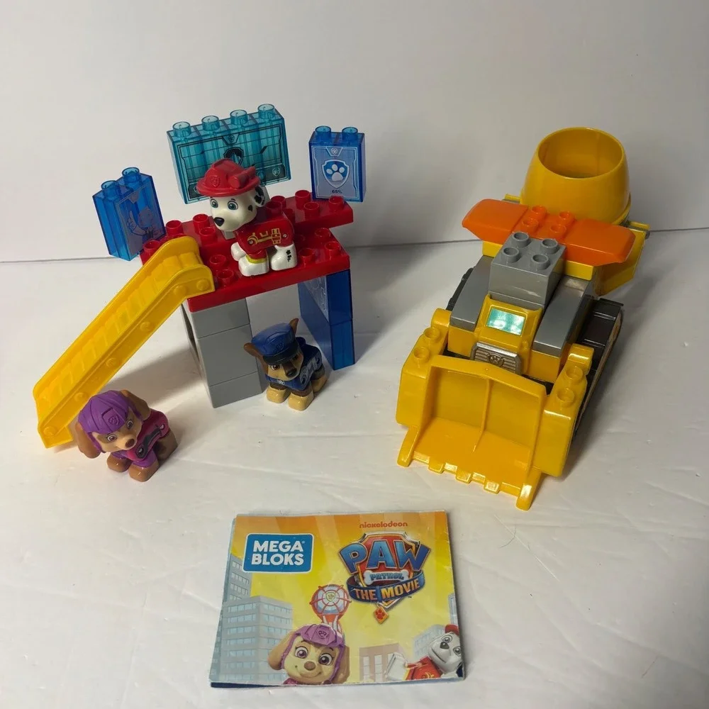 Mega Bloks Paw Patrol The Movie Pup Pack Marshall Chase Skye Set & Rubble Truck